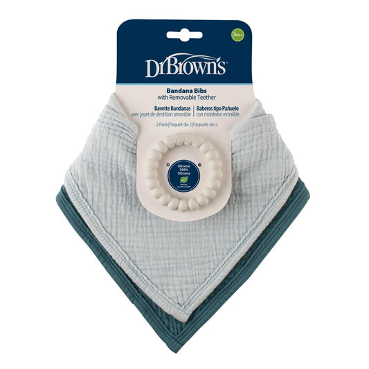 Dr. Brown’s® Muslin Bandana Bibs with Flexees™ Beaded Teether Ring