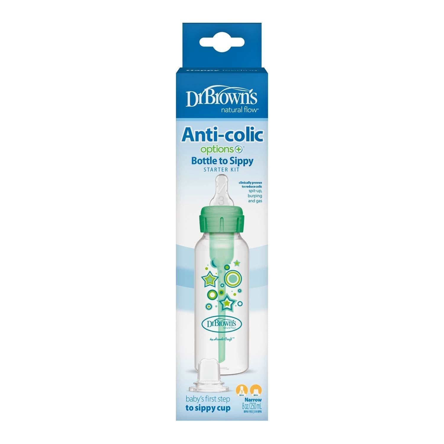 Dr. Brown's Natural Flow Anti-Colic Options+ Narrow Sippy Bottle Starter Kit