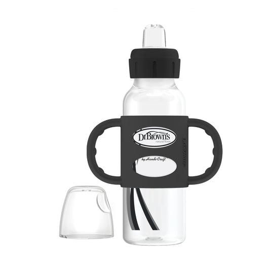 Dr. Brown's Milestones Narrow Sippy Spout Bottle with Silicone Handles, 8 oz/250 mL