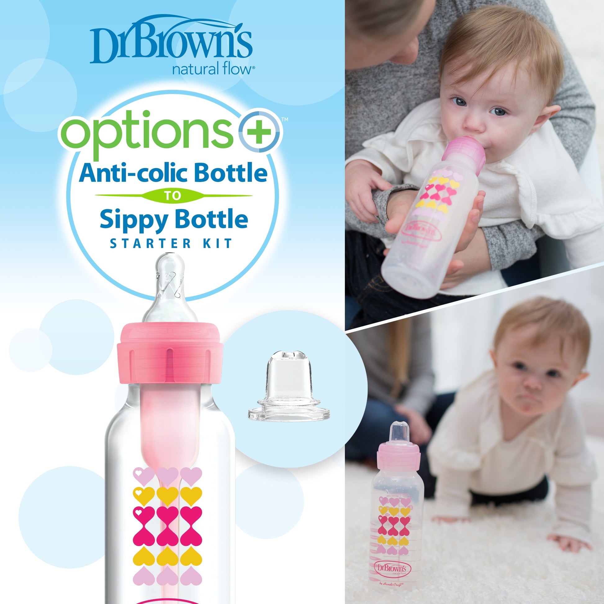 Dr. Brown's Natural Flow Anti-Colic Options+ Narrow Sippy Bottle Starter Kit